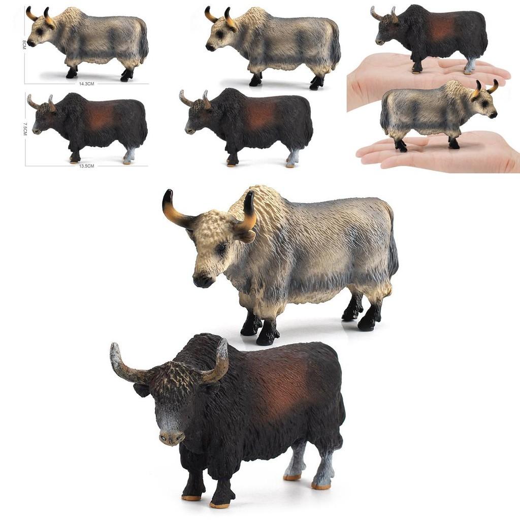 Simulated Animal Gray Brown Consumption Cow Model Ornament Set Desktop Ornament For Educational Play And Kids Collection
