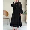 Johnature Jacquard Ruffle Printed Casual Dress Spring Loose Long Pullover Long-Sleeve A-Line Women Dresses