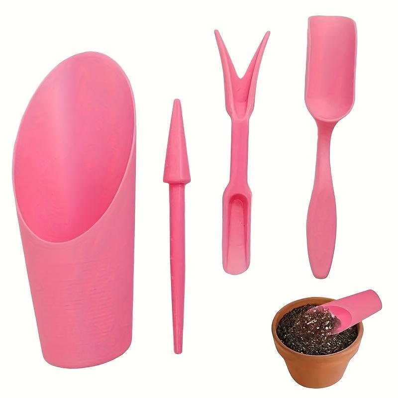 

4pcs Plastic Mini Gardening Tool Set - Includes Cylindrical Soil Bucket, Soil Scoop, Trowel, Seedling Mover, Suitable for Indoor and Outdoor Use рожевий