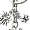 Elegant Silver Ice Skating And Snowflake Pendant Keychain For Winter Sports Enthusiasts Stainless Steel Key Holder