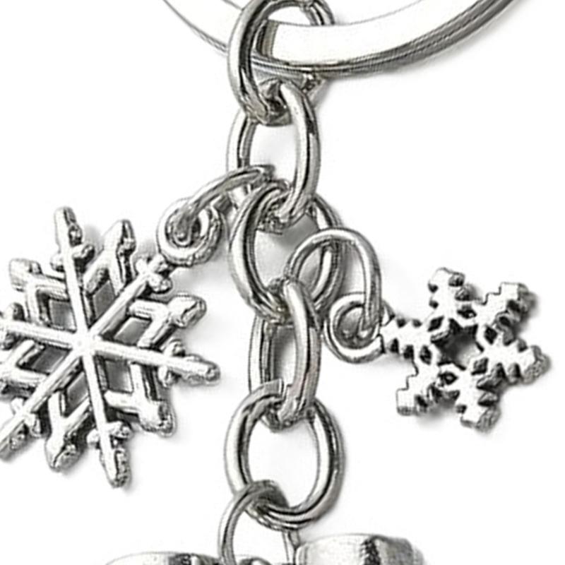 Elegant Silver Ice Skating And Snowflake Pendant Keychain For Winter Sports Enthusiasts Stainless Steel Key Holder