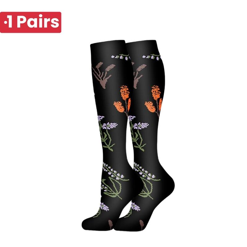1Pairs 58 StylesNew Flower Animals Compression Socks for Leggings Breathable Running Pressure Soccer Adult Socks Pressure Socks