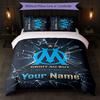 Olympique Marseille FC Custom Name Text Bedding Set 1 Duvet Cover+2 Pillowcases Soccer Logo Personalized Gift For Special Occasion Bedroom Decor