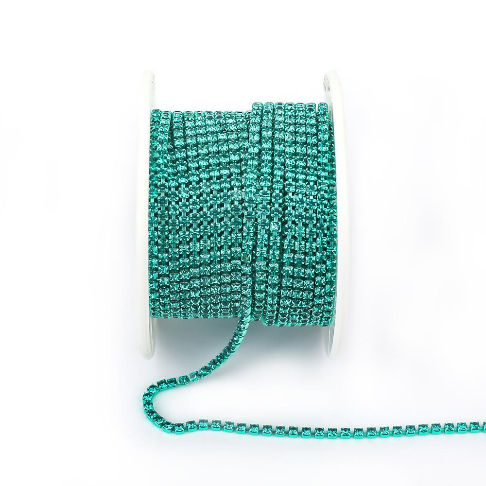 

Цепочка-коготь Вэй Чэнь, гальванизированная стеклянная цепочка со стразами и бриллиантами, однорядная металлическая плотная цепочка-коготь, электрофорез, аксессуары для одежды, партия electrophoresis SS6 2mm (10 yards/roll)