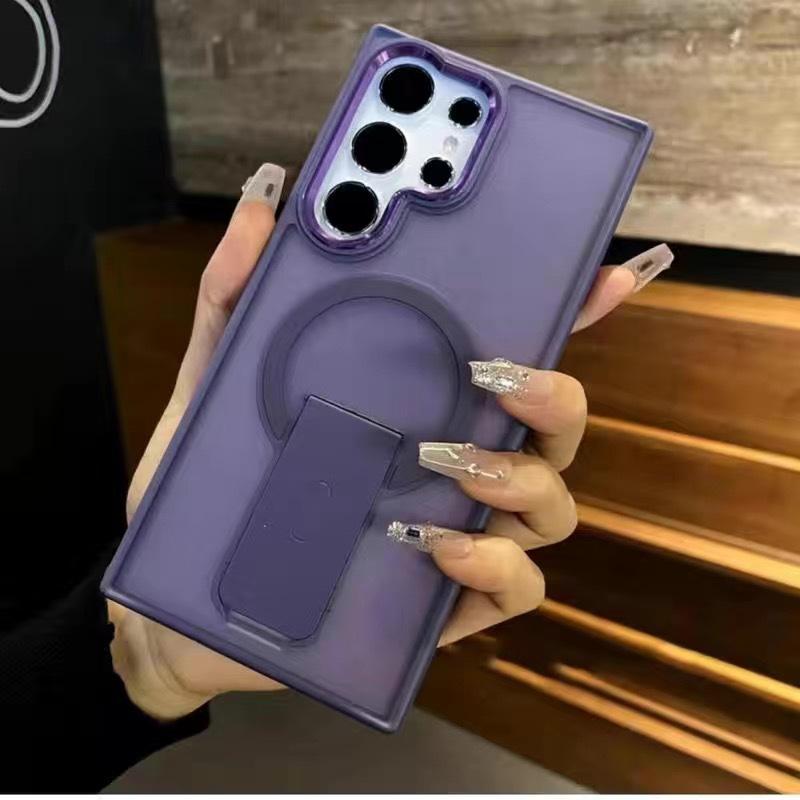 Suitable for Samsung S25ultra Mobile Phone Case Matte Bracket Magnetic Suction S24ultra Protective Case S23 New Anti Slip