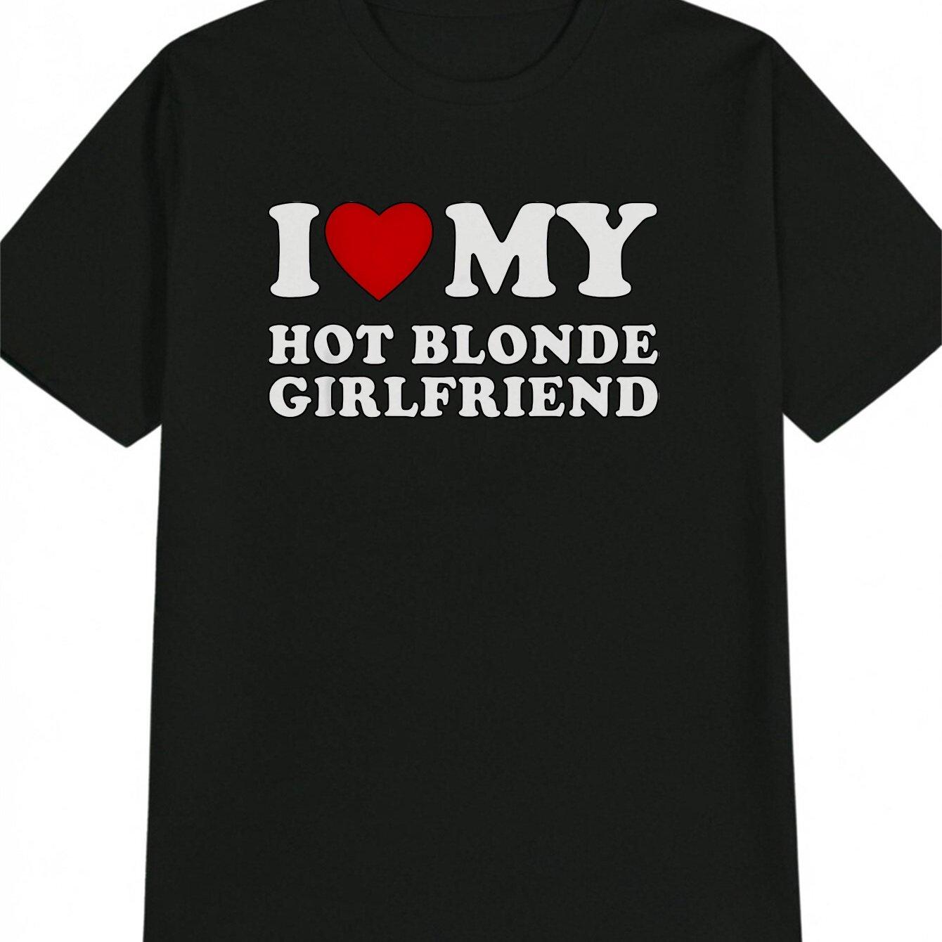 

Men s Casual Versatile Round Neck T-Shirt, Red Heart Print Men s Top, Gift for Men L чёрный