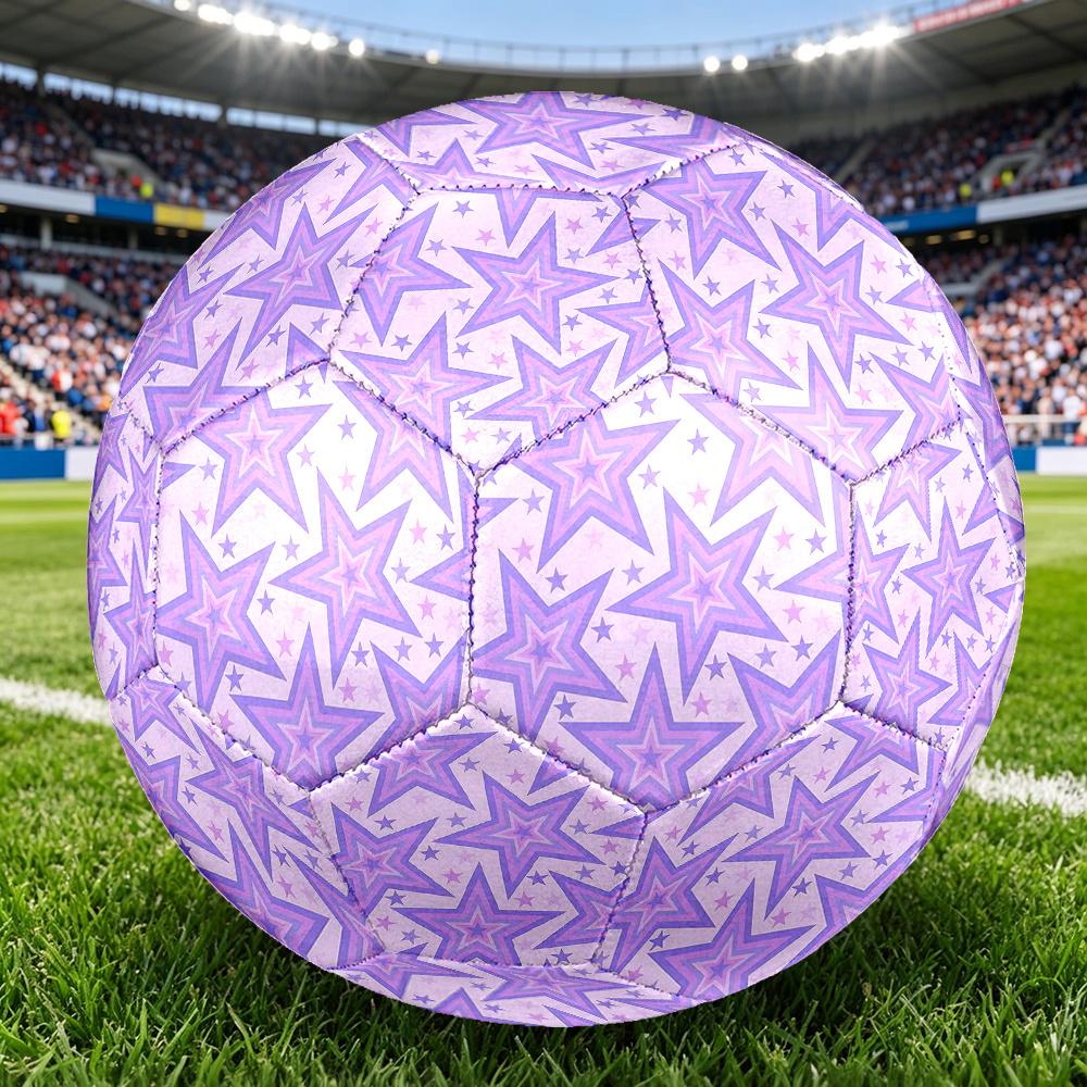 1PC Purple Star Soccer Ball Size 5 Football Machine Sewn Indoor/Outdoor Universal Football Gift W108