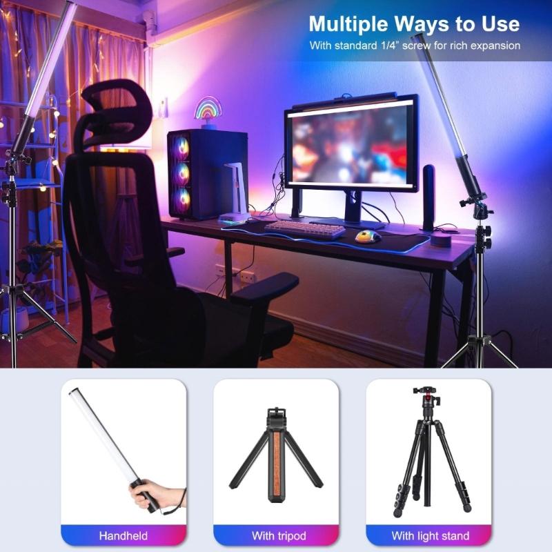 132 Color LED Video Light Bar Adjustable Color Temperature 2500K 9000K With 20 Effect Rechargeable Photography Lighting