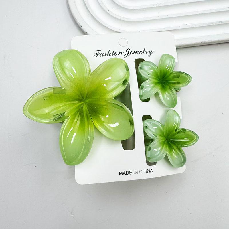 Sada skřipců do vlasů s frangipani: Květinové vlasové doplňky s imitací mramoru pro módní svátky