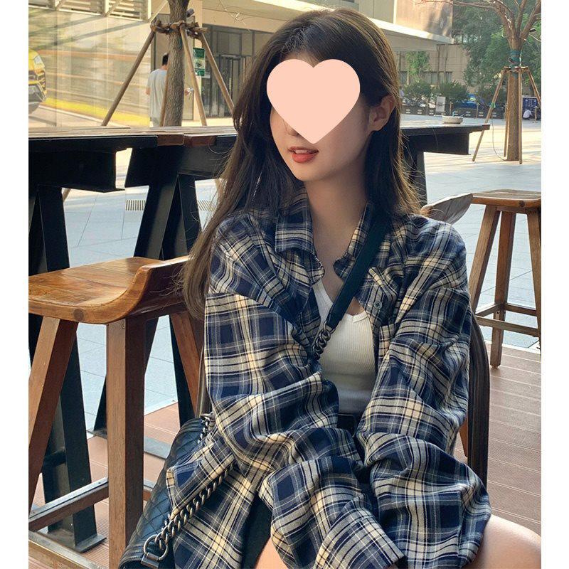 Women's Retro Plaid Loose Shirt Jacket – Lightweight Sun Protection for Spring/Autumn