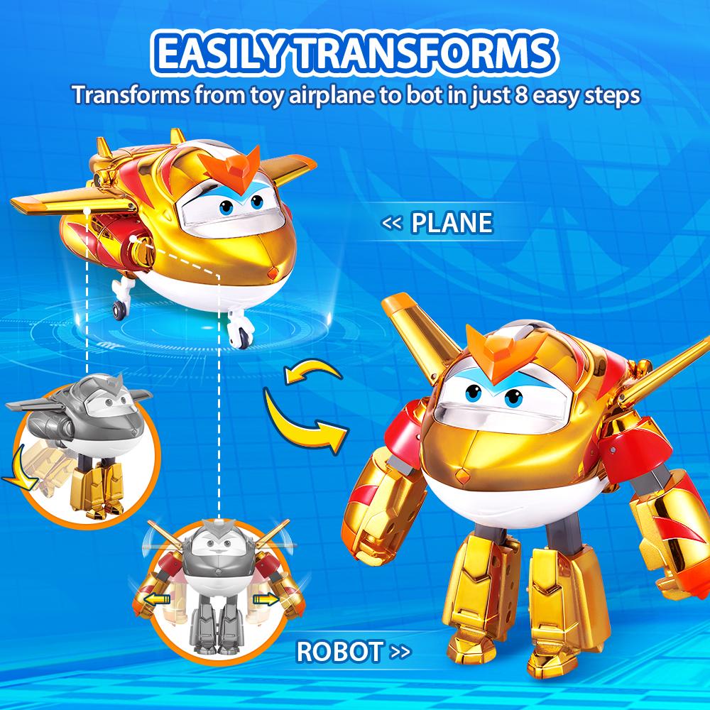 Super Wings 5 Inches Transforming Traver Transforms from Airplane To Robot In 10 Steps Deformation Action Figures Kid Toys Playsetss Gift Present