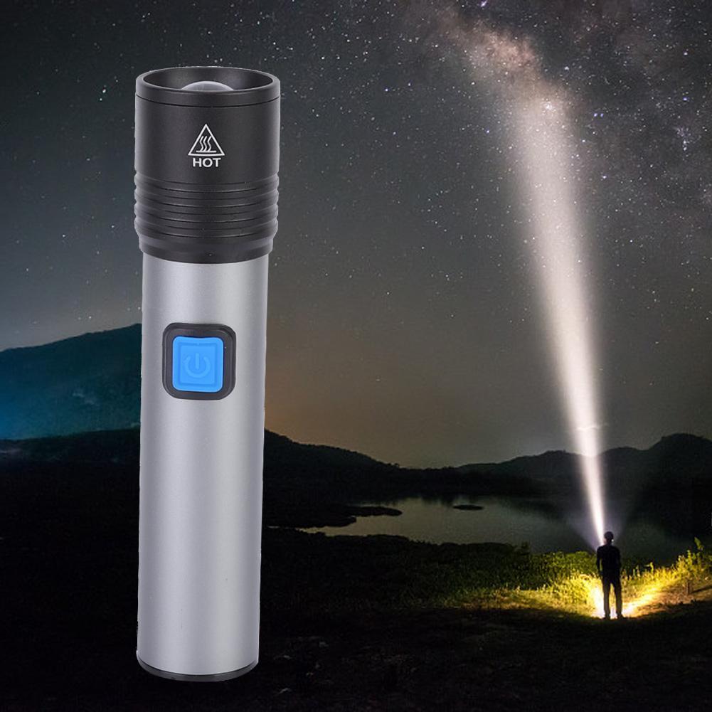 Wasserdichte Tragbare USB Wiederaufladbare Einstellbare LED Taschenlampe für Outdoor Camping