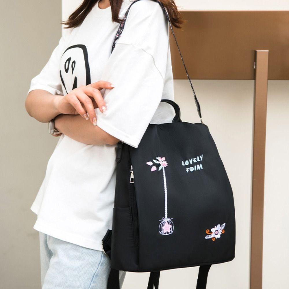 Large Capacity Student School Bag Waterproof Travel Knapsack Embroidery Backpack College Student