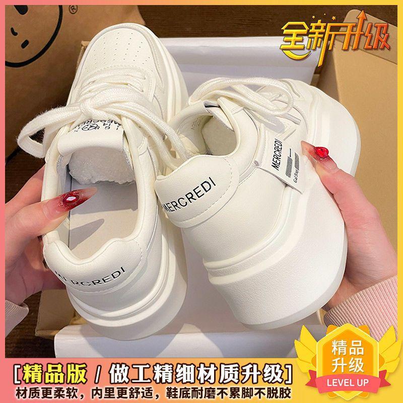 Thick-soled versatile and high-white shoes for women's 2025 new summer breathable sports shoes for women's niche lightweight board shoes