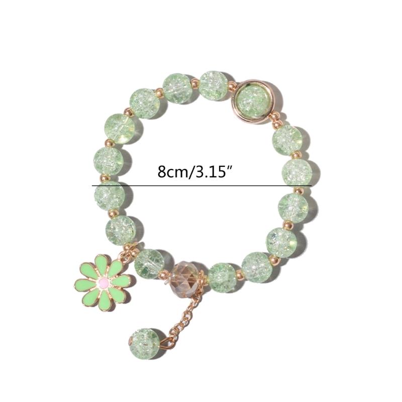 Elegant Crystal Flower Beaded Bracelet for Women Strand Beaded Bracelet Jewelry Strawberry Daisy Flower Wristband Chain