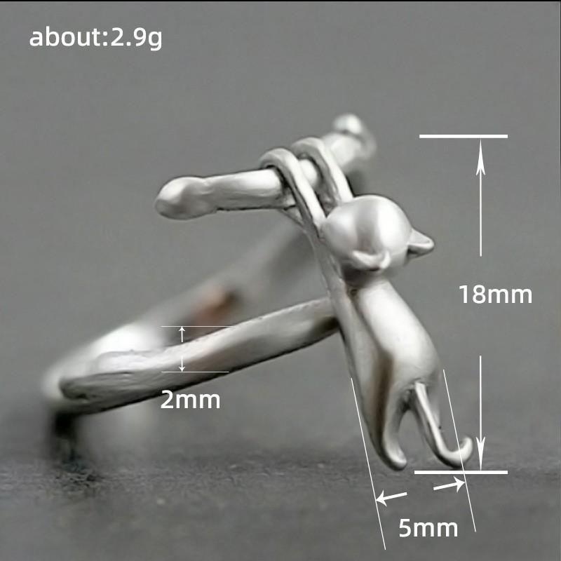 Pop Animal Ring, Cute Kitten Climbing High Ring, Style Ring