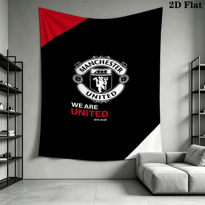 Manchester Unitedaa Tapisserie Murale Accrochage Mural Esthétique Couverture en Tissu Imprimé Tapisseries Décoratives pour Chambre à Coucher Salon Décoration de la Maison