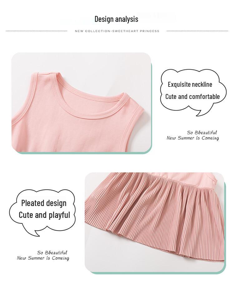 Summer 2023 Girls' Fashionable Casual Two-Piece Set: Vest Dress & Wide-Leg Pants