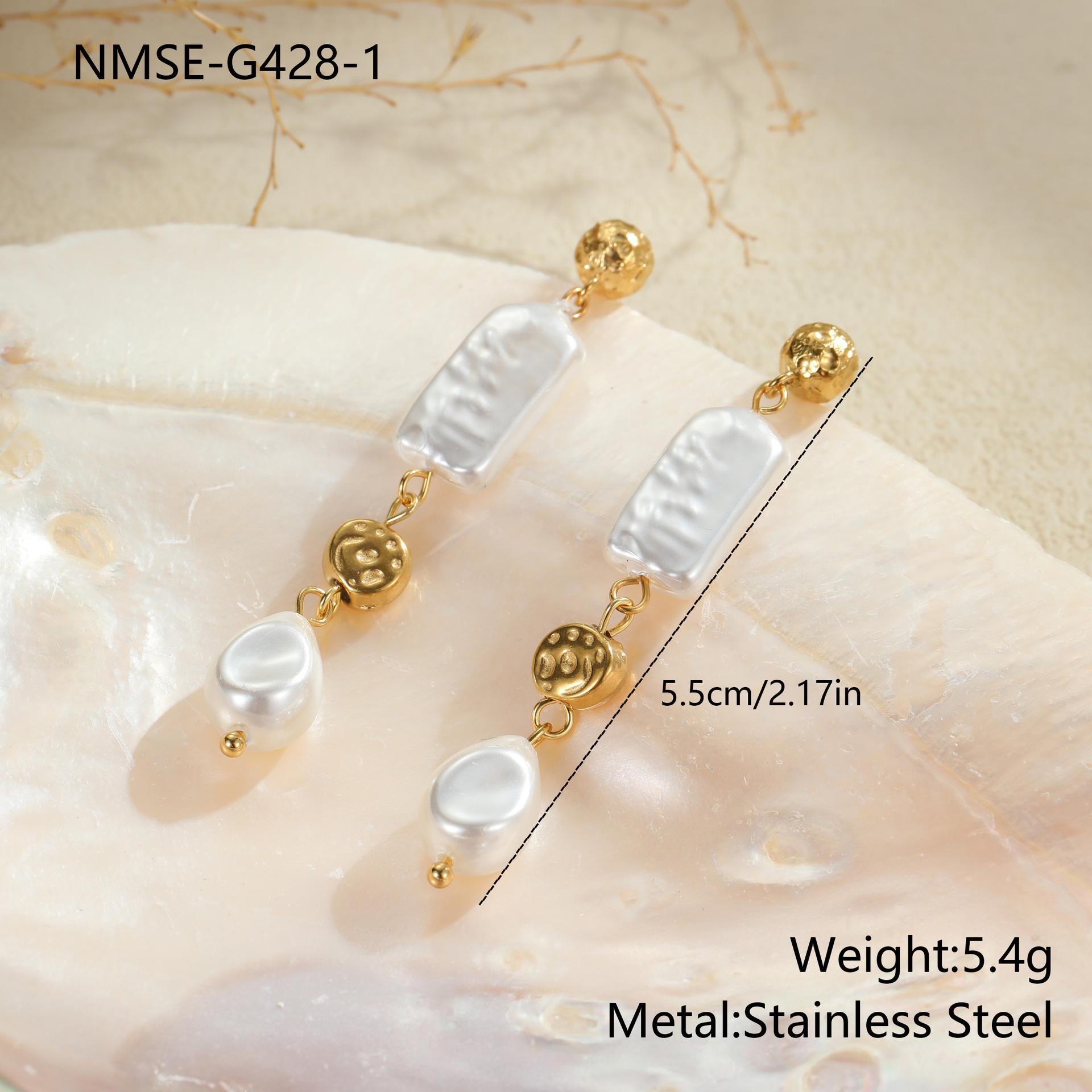 GEMCHIC Women s 18K Gold Plated Stainless Steel Baroque Pearl Earrings Vintage Irregular Geometric Design Light Luxury Ear Accessories