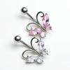 Butterfly Belly Button Ring Navel Rings Zircon Umbilical Ring Hypoallergenic Tummy Ring Piercing