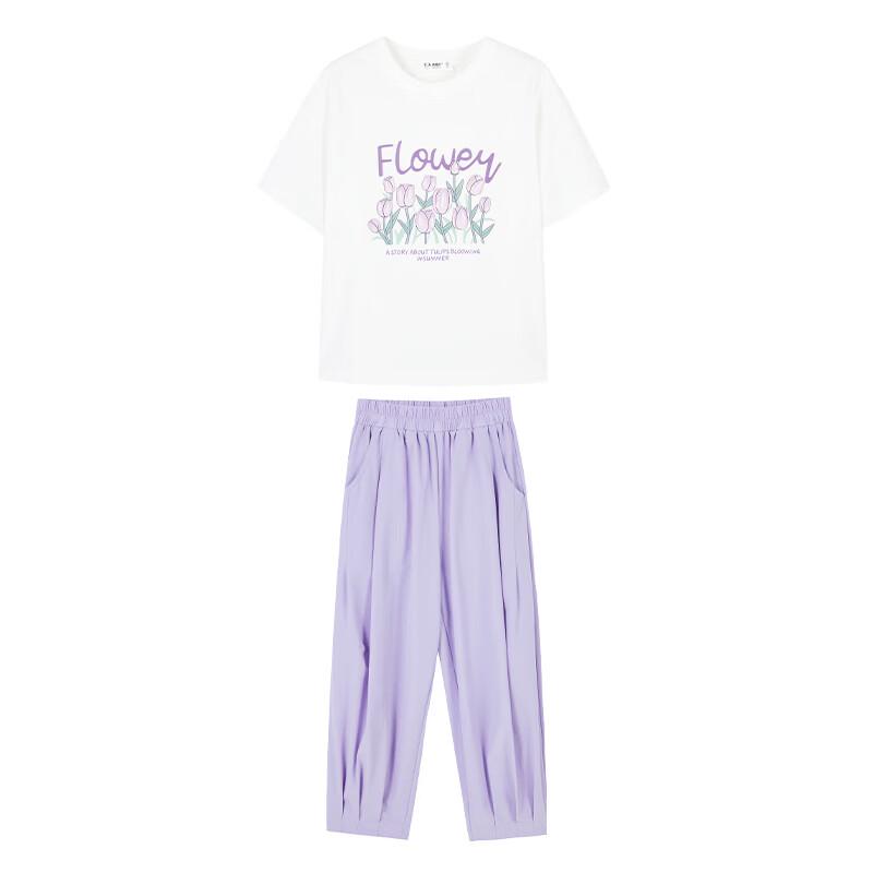 CHANZUIGOU Girls' Printed Short-Sleeve T-Shirt & Pants Sport Set