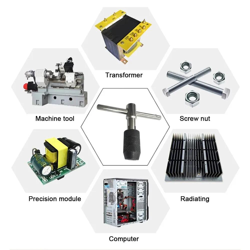 Cheie T 3-6mm 5 buc Tarod de mână M3-M8 Cheie șurubelniță pentru filetare Set scule de mână pentru filetare