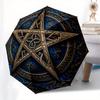 Golden Pentagram Symbol Wall Art Decor, Mystic Blue Circular Design, Spiritual Protection Decoration for Home or Office Umbrella, Cute Umbrella with C
