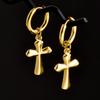 Golden Exquisite Sword Cross Star Hoops Earring Fashion Natural Shell Stainless Steel Earrings For Women Men Accessories Jewelry