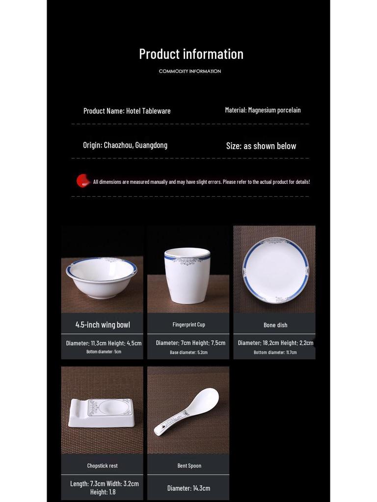 High-End Chinese Style Ceramic Tableware Set: 3-Piece or 4-Piece with Bowls, Plates, and Dishes for Restaurants and Clubs