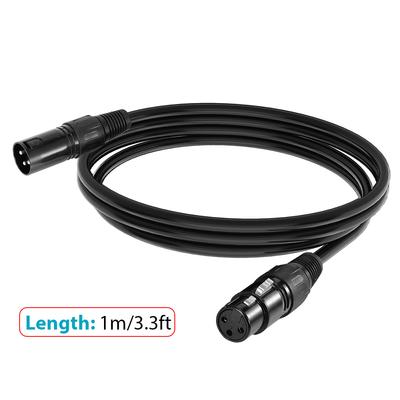 1 m/3,3 ft XLR Kabel DMX Bühne Licht Kabel 3-Pin XLR Stecker auf Buchse Stecker Schwarz PVC Jack für Umzug