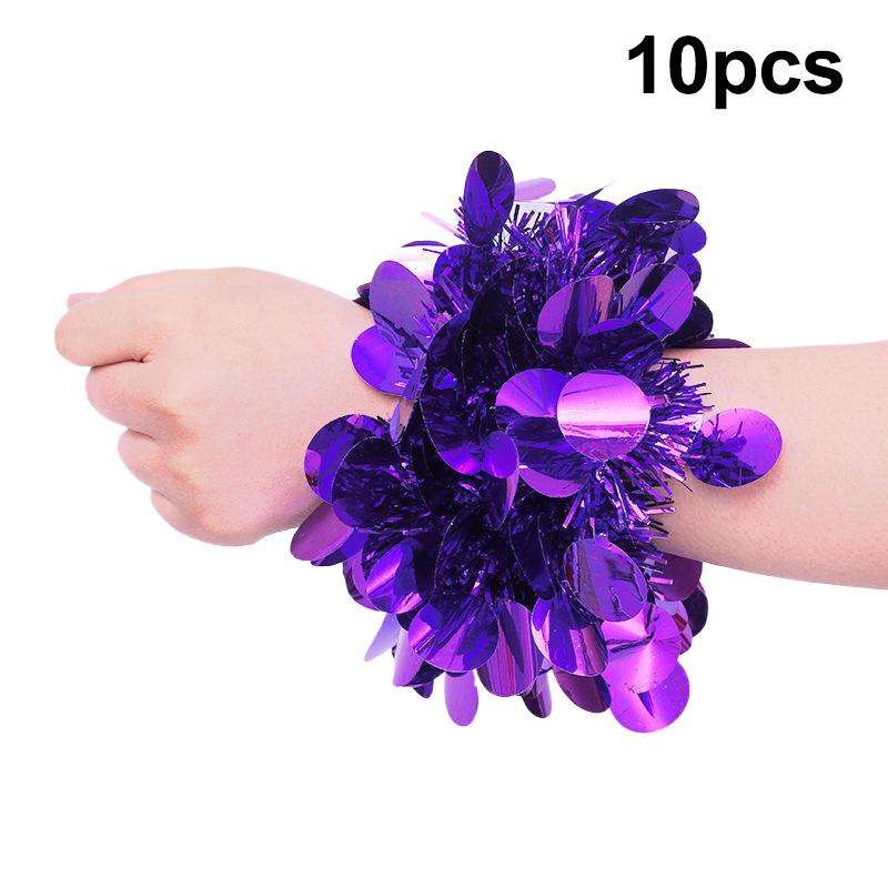 10 Stück Buntes Lametta Armband Elastisches Band Erwachsene Kinder Universal Tanzaufführung Requisite Cheerleading Team Lametta Armband