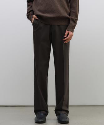 Whipcord Straight Hidden Banding Slacks [Dark Brown]