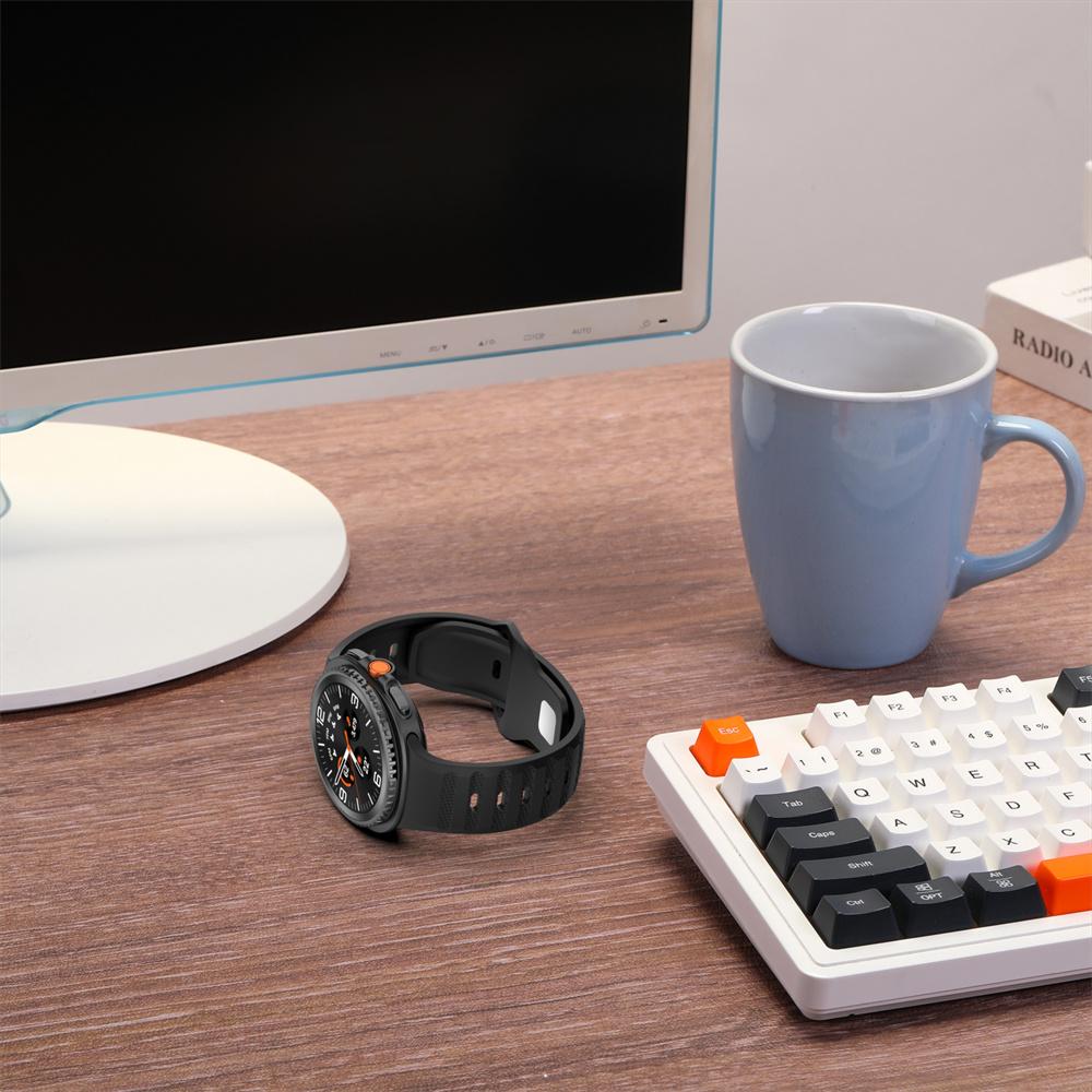 Řemínek pro Samsung Galaxy Watch 8 Classic 46mm Odolný silikonový náramek Nastavitelný náramek se skrytou sponou pro Galaxy Watch 40mm 44mm