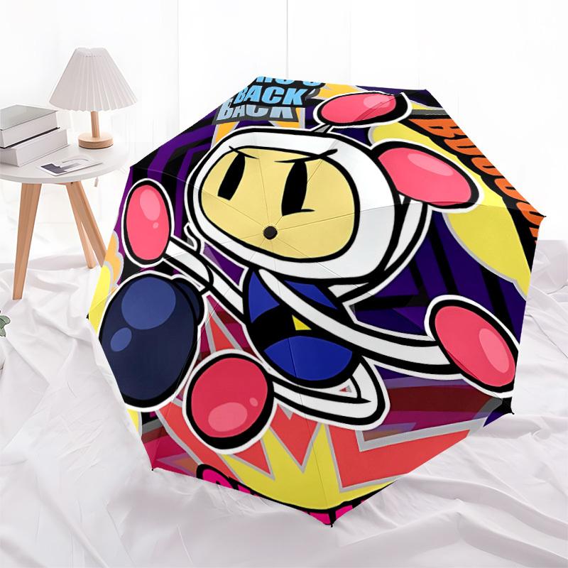1pc Bomberman Gaming Automatic Open/Close Umbrella - Compact Travel Umbrella, Perfect for Women & Men - Ideal Birthday/Christmas Gift, 186