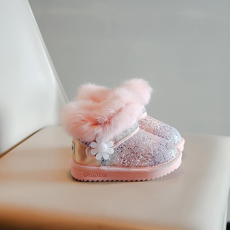 

Корейська версія, модні дитячі зимові черевики, бавовняні черевики для дівчаток, нові зимові чоботи з потовщеної оксамиту, водонепроникні нековзні шкіряні черевики, короткі черевики 27 yards inner length 16cm рожевий