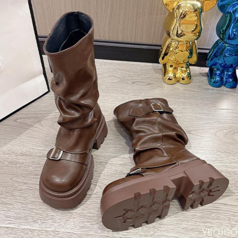 Thick soled height increasing women's new autumn retro midsole boots comfortable height increasing personalized women's boots