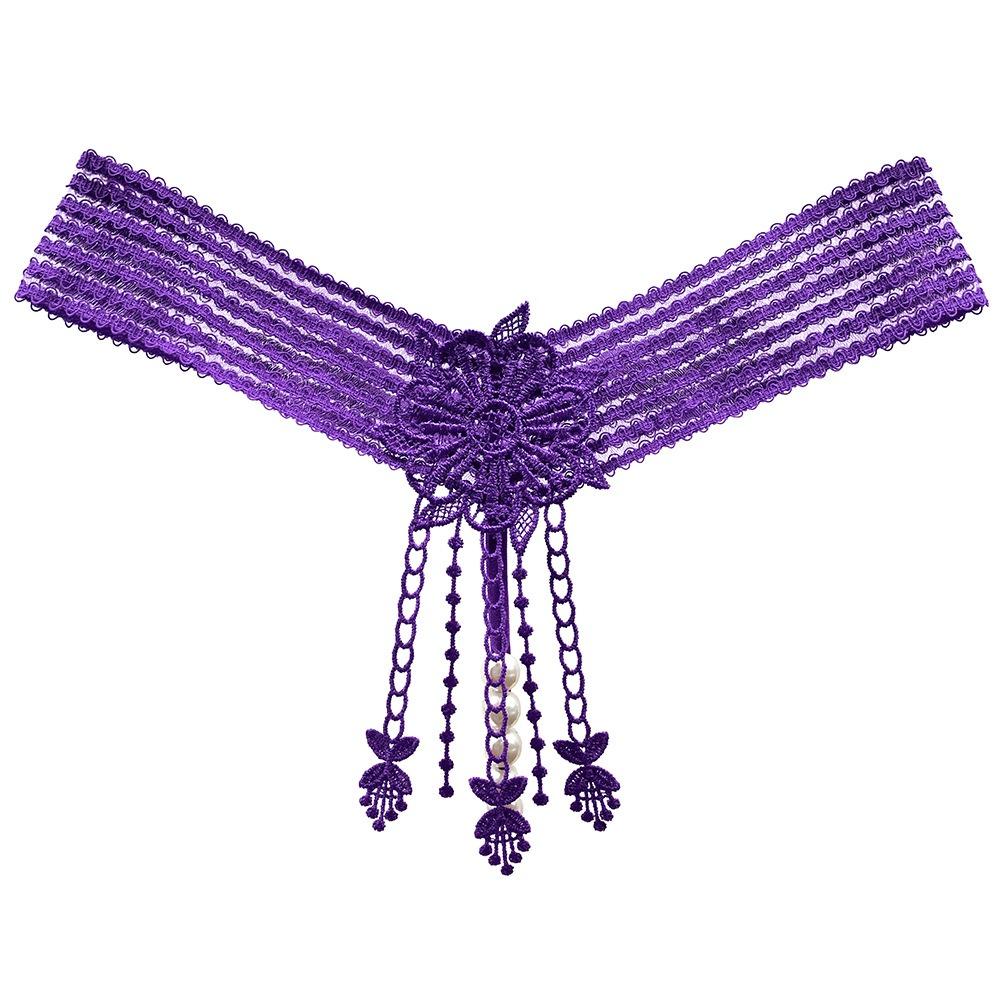 Evropské a americké sexuální kalhotky pro ženy, třecí Yin Pearl A Thread Bed Tease, horké perspektivy, vyšívané tanga pro ženy