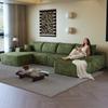 Sofá Modular de Esquina sin Brazos de 340 cm, con Chaise Longue en Forma de L, con Asiento Profundo, No Requiere Montaje, Sofás de Compresión para Sala de Estar, Verde