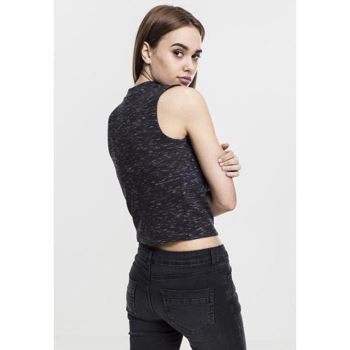 Crop top femme - URBAN CLASSICS - Space Dye - Noir - Ajustée - Col montant