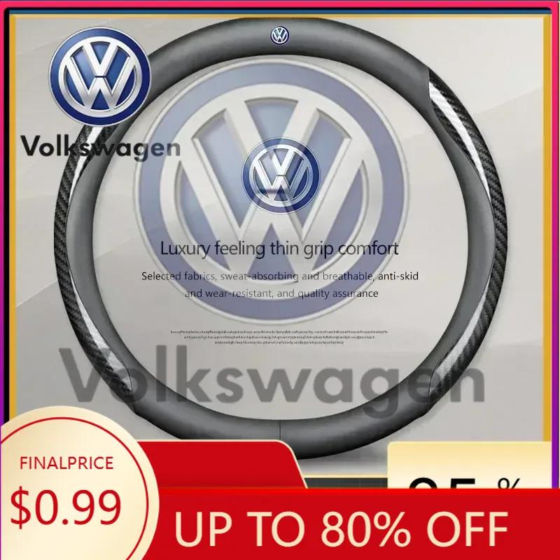Valve Stems Caps Car Sticker Hot 2025 New B5 VW For Volkswagen Leather Carbon Fiber Car Steering Wheel Cover Car Accessories For QR9
