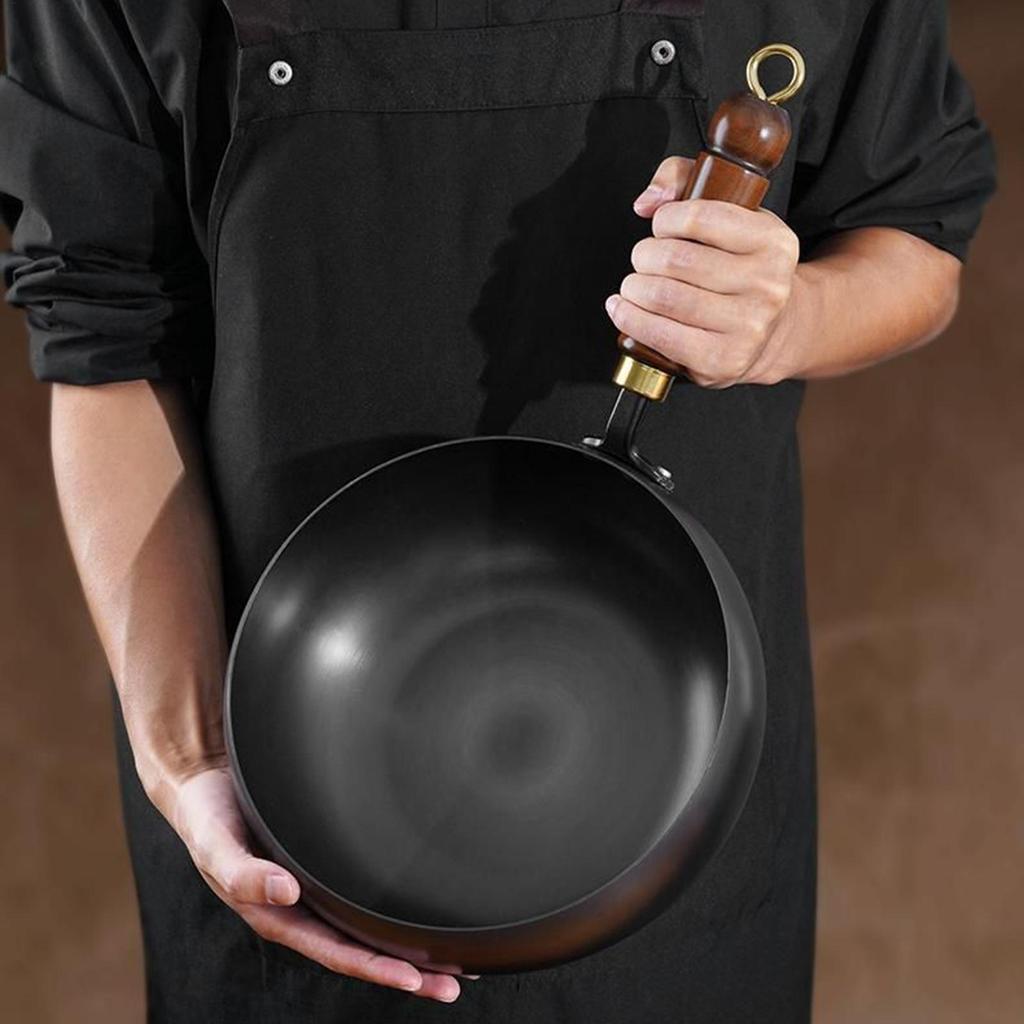 Iron Cast Pot Cooking Wok With Anti-Scalding Handle Non-coating Iron Cookware Stock Pot Frying Pan For Restaurant Home