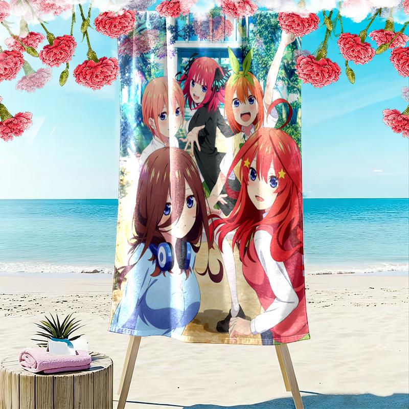 The Quintessential Quintuplets 2D Flat Print Beach Towel, Large Soft Quick Dry Towel for Beach Camping SwimmingDSTJ0925306