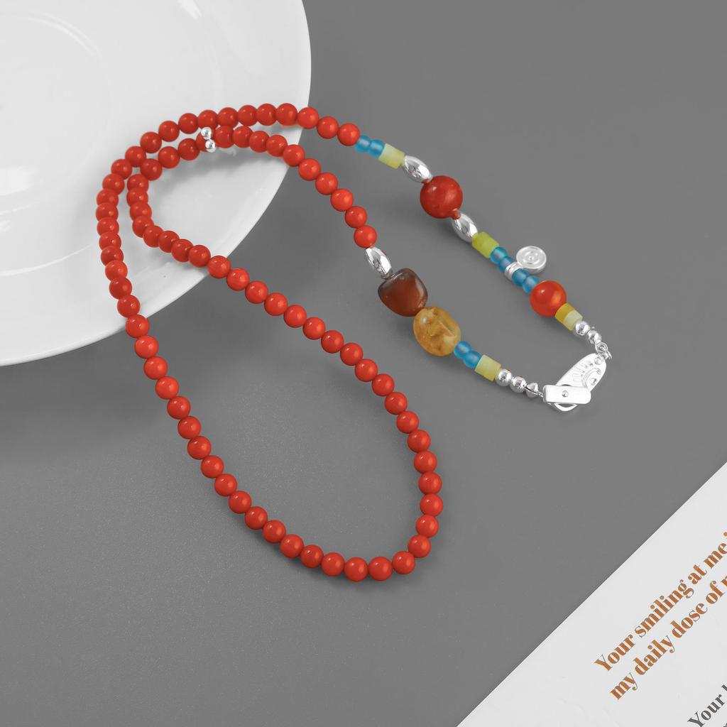 Jiā Língshān Retro Nomadic Choker - Colorful Beaded Necklace