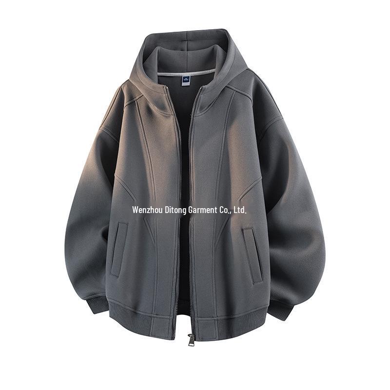 Men's Retro Patchwork Hooded Sweatshirt, 320g, Spring/Autumn Casual Loose Jacket