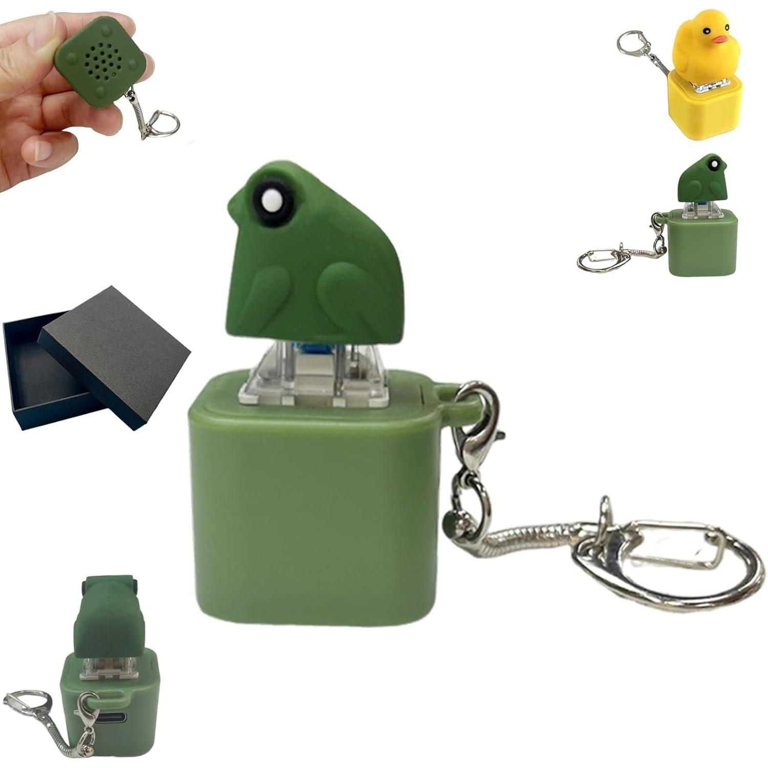 Frog Croaking Fidget Toy, Fun Stress Relief Toy with Led Lights, Cute Frog Croaking Keychain, Adults Keyboard Clicker, Ideal for ADHD and Autism зелёный