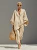2026 Spring/Summer Women's Casual Batwing Sleeve V-Neck Loose Fit Set