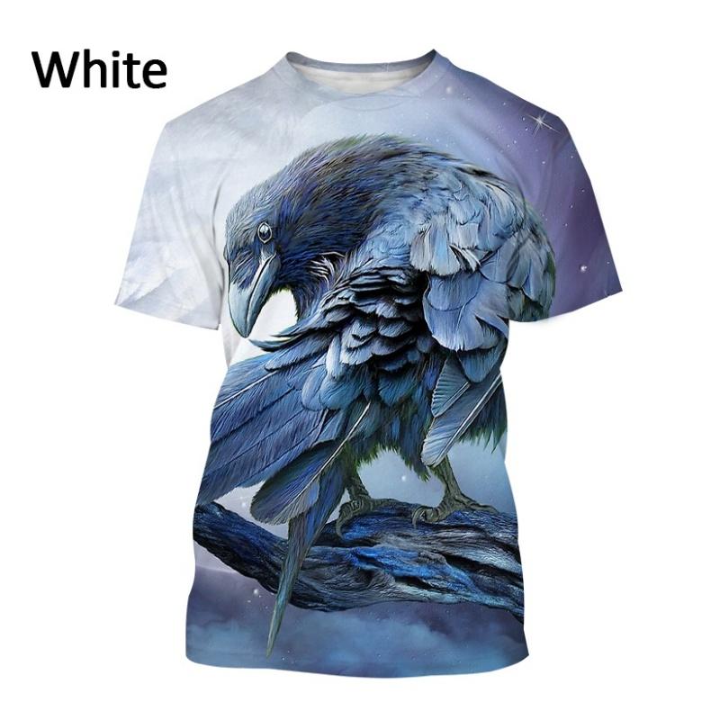 Bird King Eye Pattern T-shirt Men's Cool Bird 3D Printed Summer Breathable Round Neck Short Sleeve Top