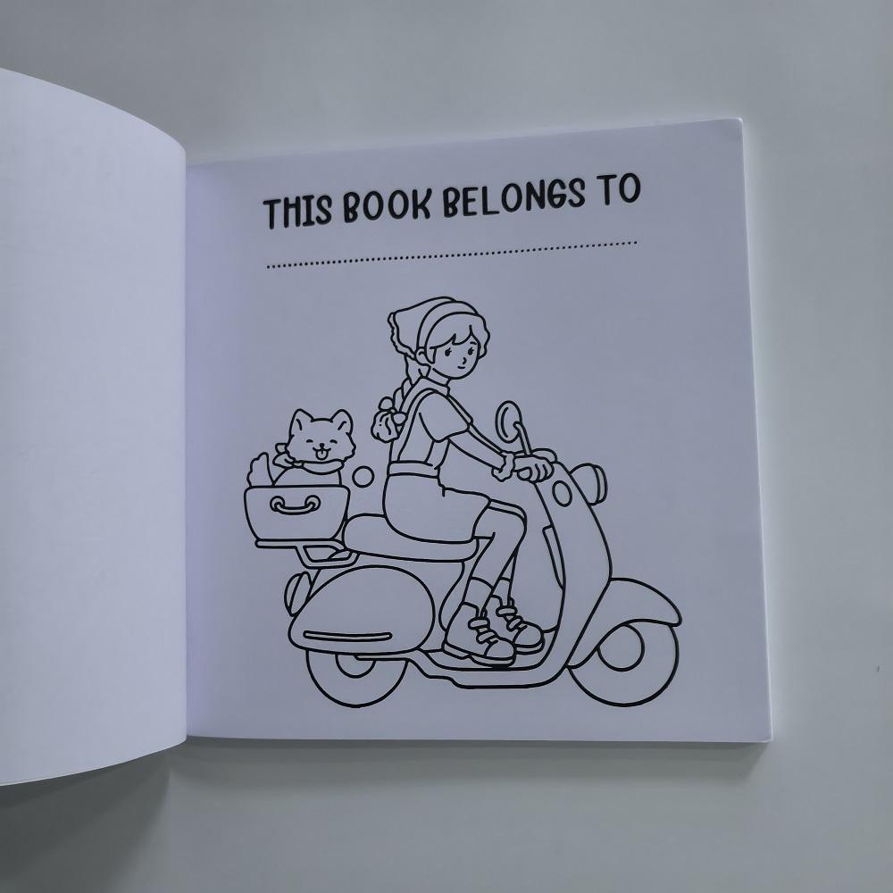 Cute Girl And Her Pets Coloring Book Simple Joys Stress Relief Drawing Book Perfect Gift for Party and Birthday Christmas