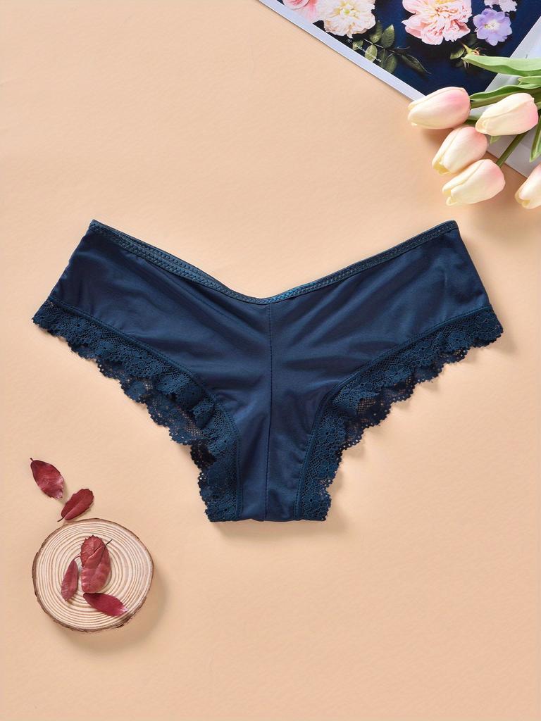 Lace Trim Hipster Panties, Cross Hollow Out Breathable Intimates Panties, Women's Lingerie & Underwear