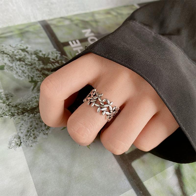 925 Silver Ring Small Leaf Plant Rings For Women Engagement Wedding Luxury Jewelry Cheap Things With